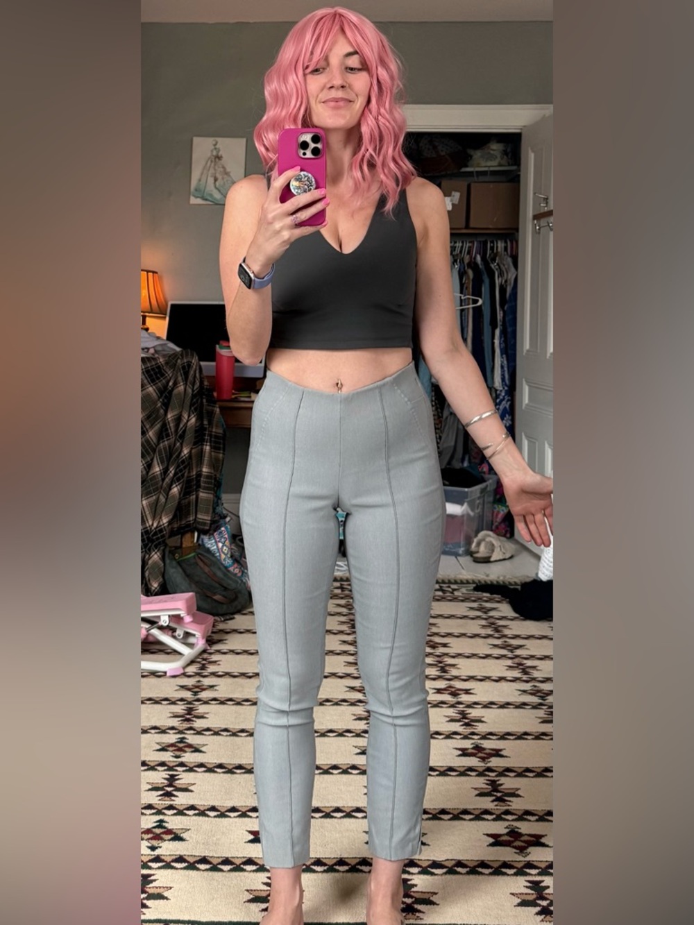 Tribal Gray Flatten It Stretch Pull-On Trousers - Size 0